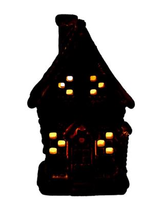 White Iced LED Gingerbread House, Medium