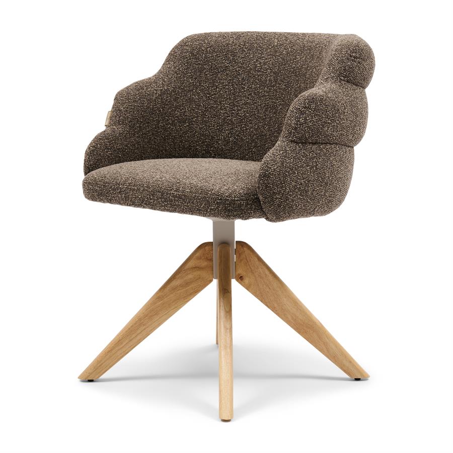 Silla - Sillón de comedor giratorio Burlington - Marrón exuberante