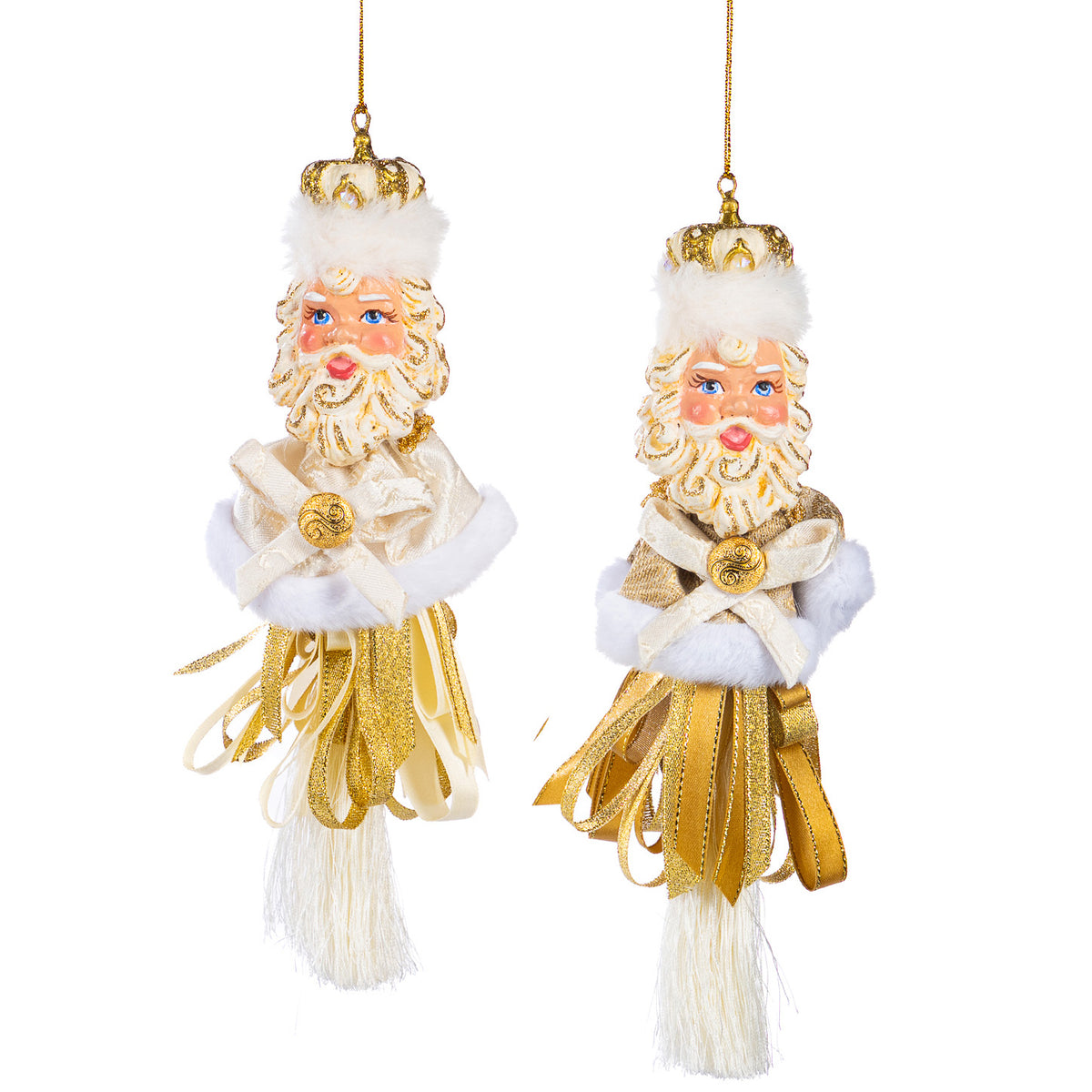 SUN KING BAROQUE SANTA TASSEL ORN GLD 21CM