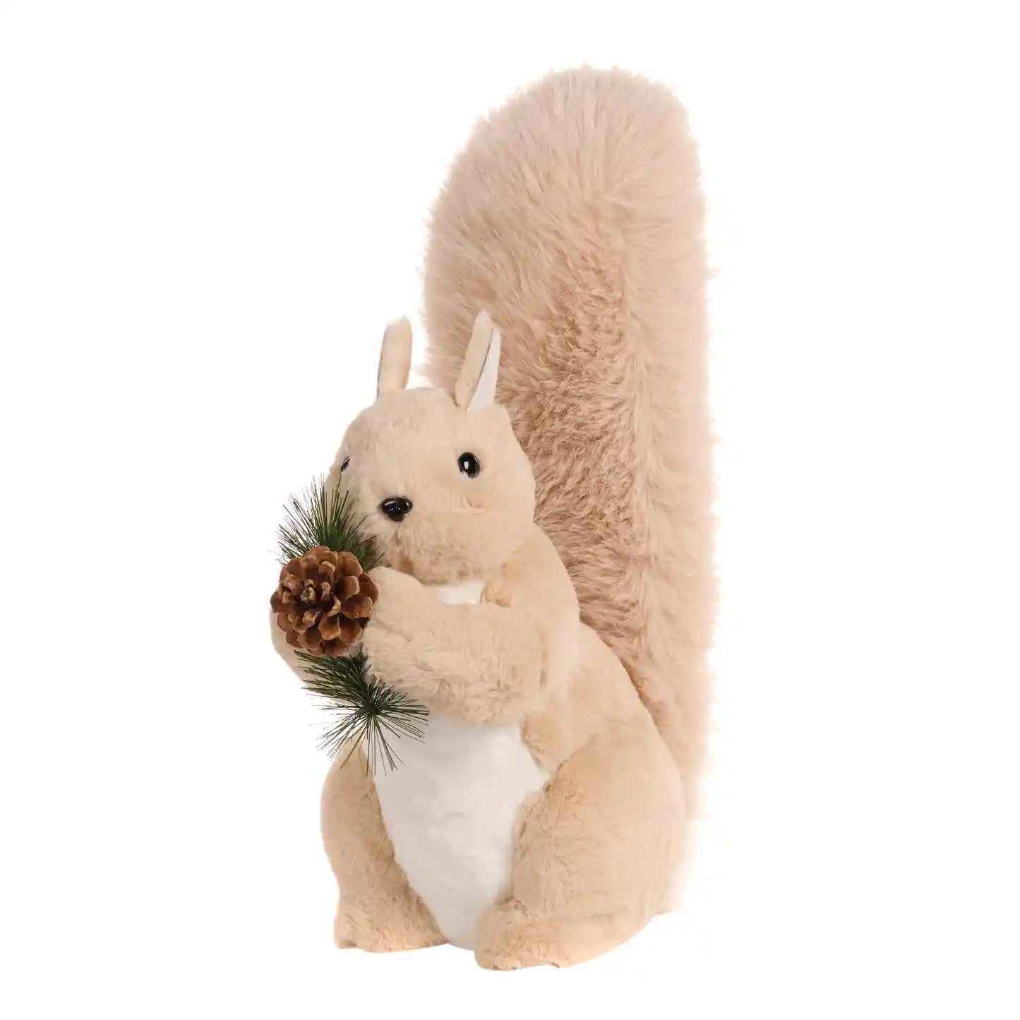 Furry Squirrel With Pine/Pinecone 46cm