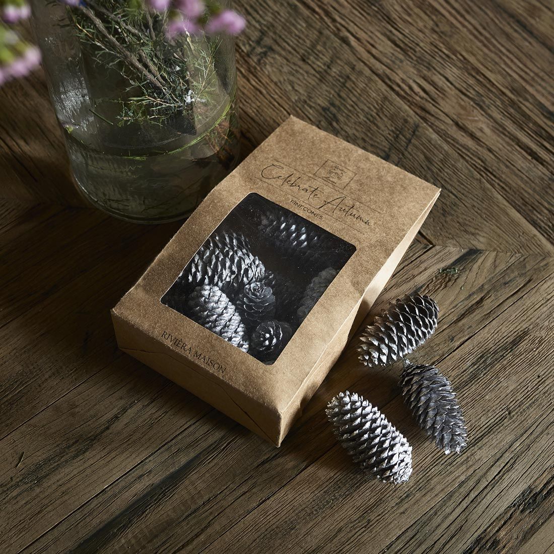 Celebrate Autumn Pine Cones silver