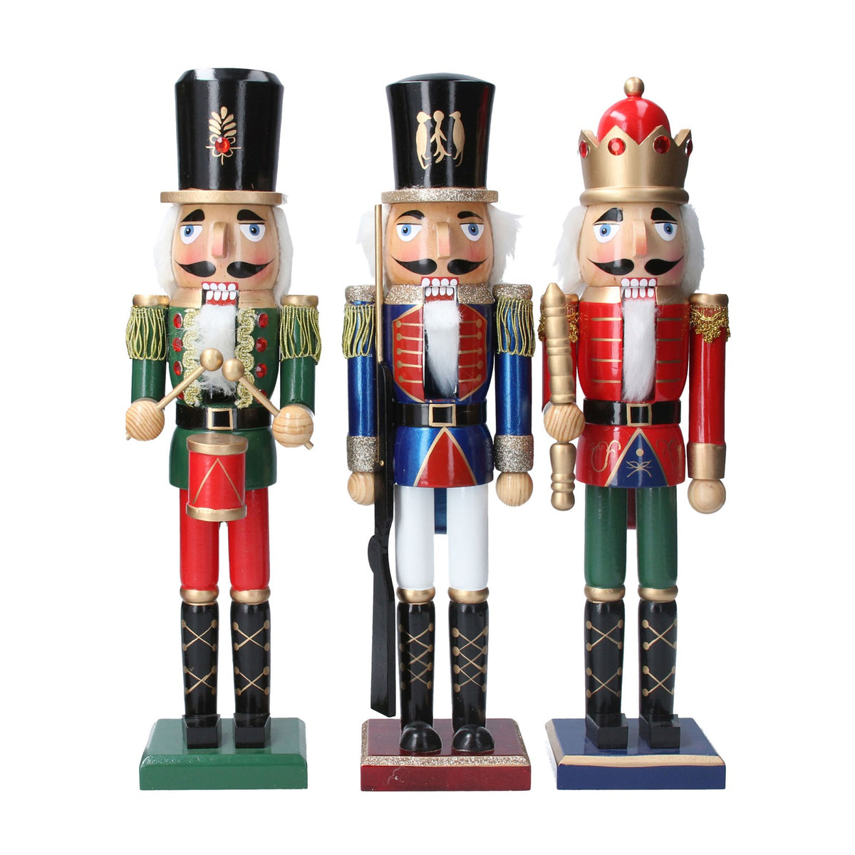 Adorno Cascanueces de madera de colores, juego de 3