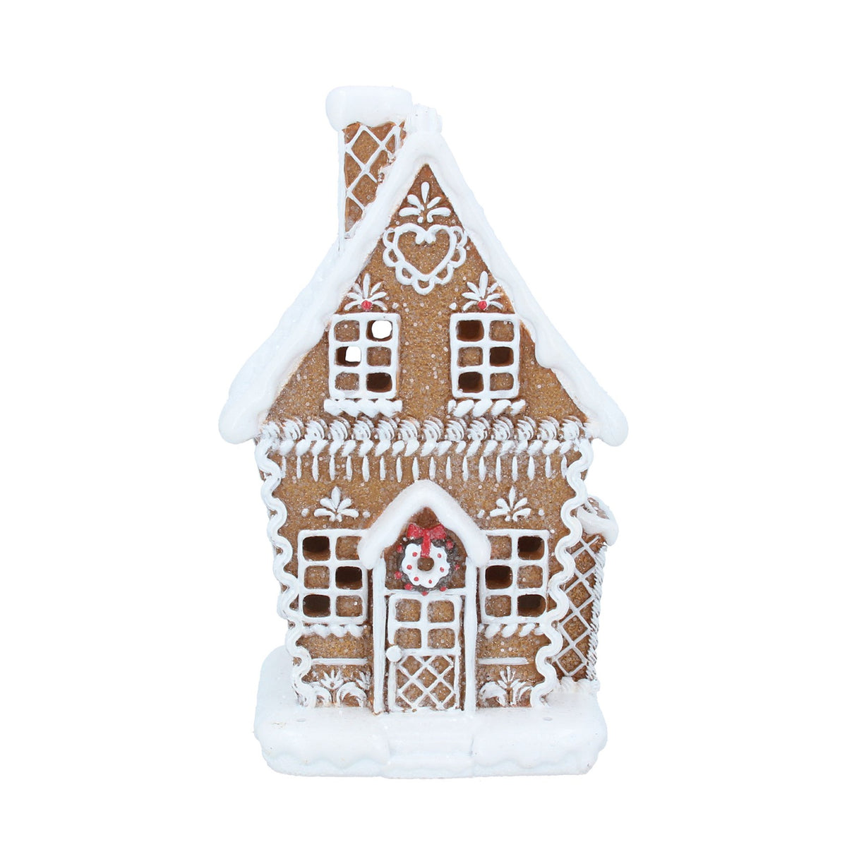 White Iced LED Gingerbread House, Medium