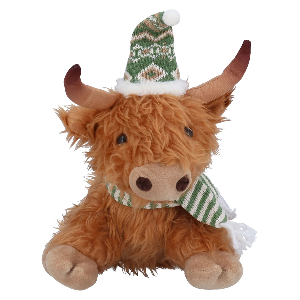 Adorno de peluche de vaca de las Highlands sentada