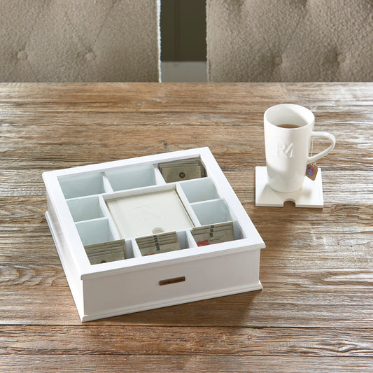 Tea Box with Monogram Coasters 6pcs *NEW*