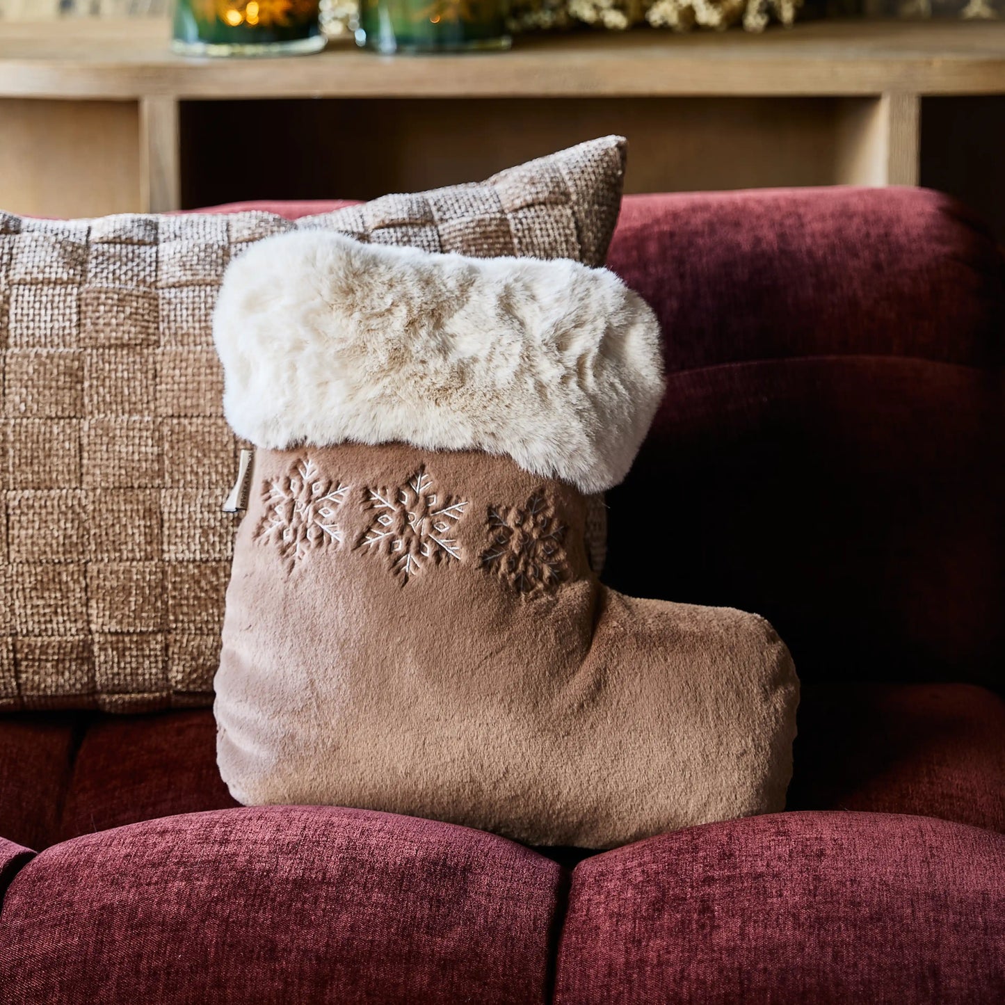 Christmas Stocking FauxFur BoxPillow