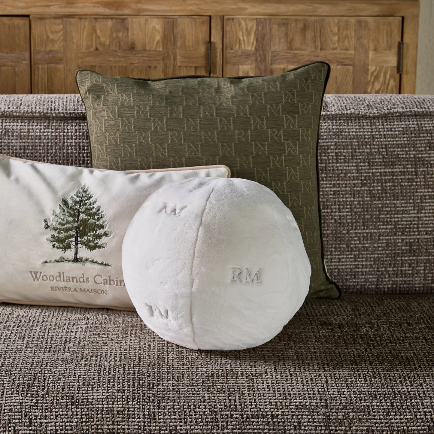 RM Ball Faux Fur Box Pillow 30x30