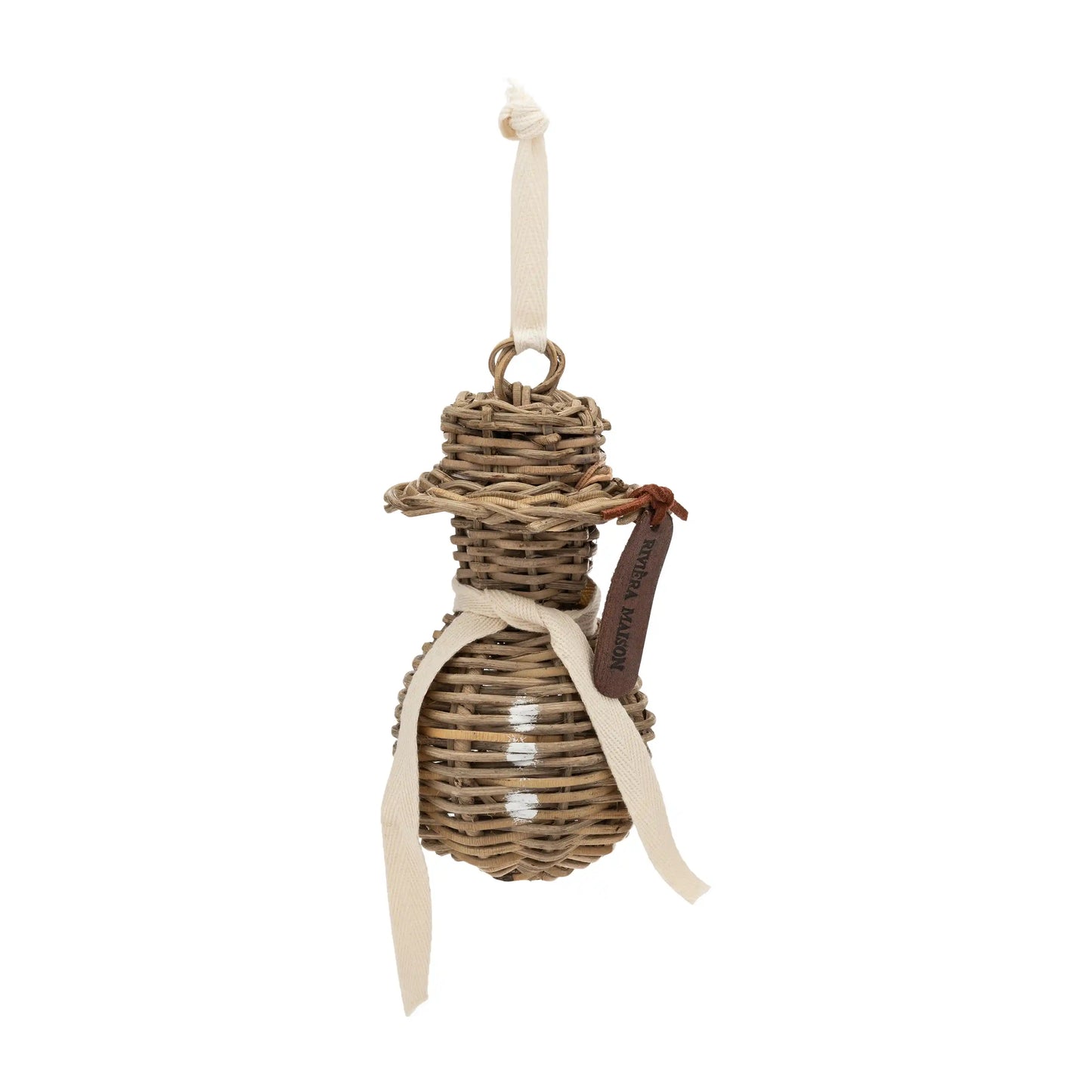 Rustikales Rattan-Schneemann-Ornament