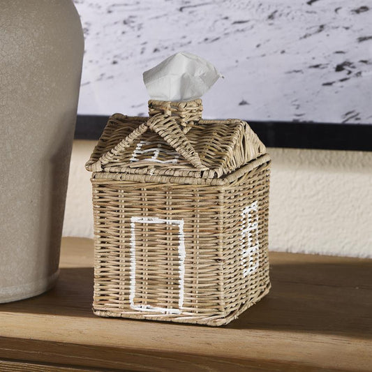 Rustic Rattan House Tissue Box