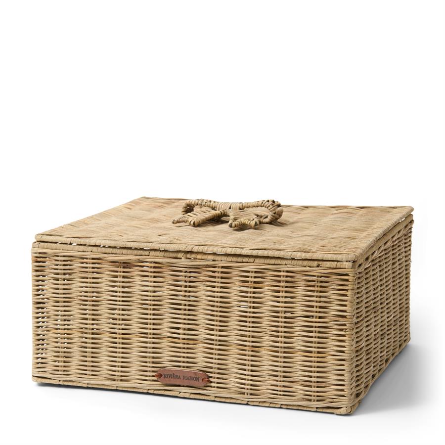 Boîte de rangement rustique en rotin pour nœud L