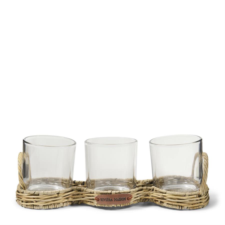 Votive triple rustique en rotin