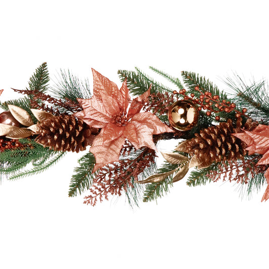 POINS.BALL/PINE/PINEC.GARLAND GLD/COP 183CM