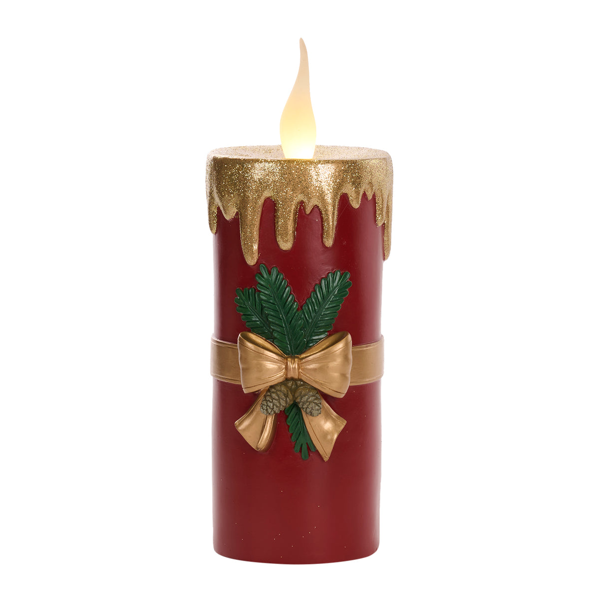 LED-WEIHNACHTSKERZE TT RD/GLD/GRN 44CM batt.op