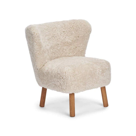 Emily Lounge Chair Short Wool Pearl Oak Legs