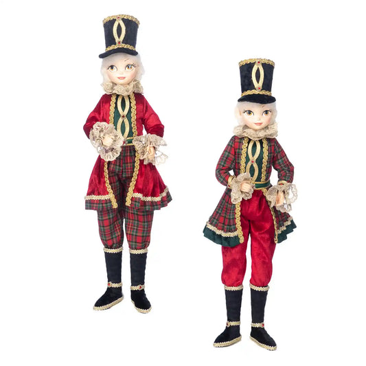 Tartan Casse-Noisette Garçon Poupée Lot de 2 Rouge/Vert 50cm