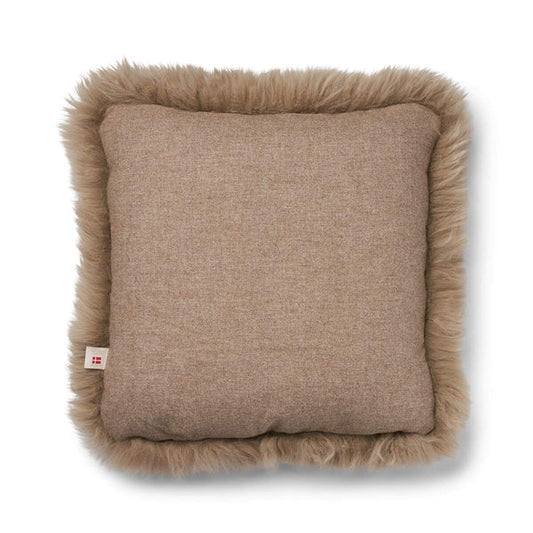 Long-Wool Sheepskin Cushion 52x52 cm - Beige/Taupe