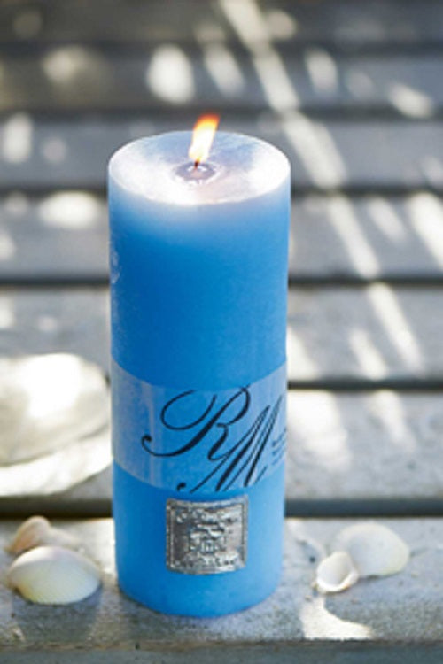 Frosted Candle beach blue 18x7 maisonleonie