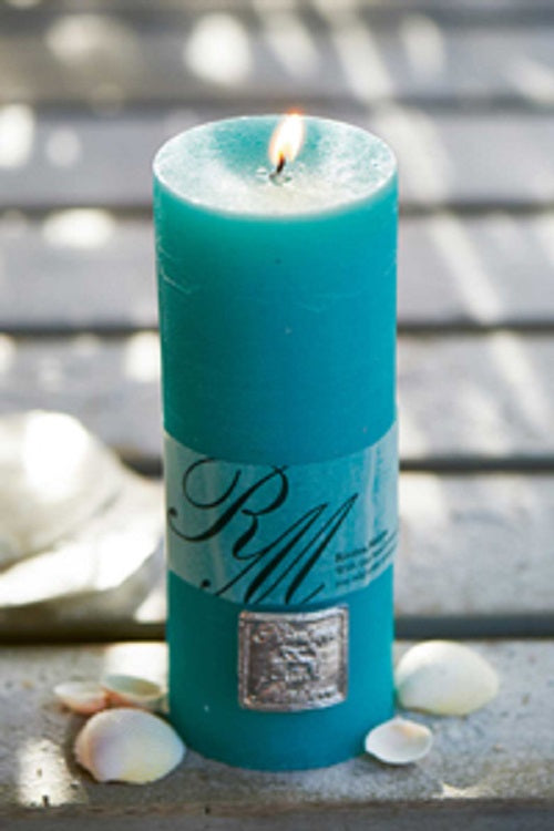 Frosted Candle beach turquoise 18x7 maisonleonie