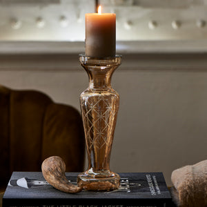 Luxury Diamond Carved Candle Holder gold